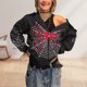 thumbnail image 2 of Sudaderas con capucha de gran tamaño para mujer Chaquetas asimétricas con cremallera Traje diario con patrón de araña FLhrweasw Para estrenar, 2 of 8