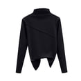 thumbnail image 4 of Elainilye Fashion Long Sleeve Undershirt For Women Double-sided Fleece Cationic Self-heating Warm Bottoming Shirt Long-sleeved Outer Wear Shirts,Black, 4 of 9