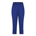thumbnail image 6 of Women's Capri Pants Tummy Control Knee Length Yoga Leggings Casual Solid Cutout High Waisted Cropped Pant Blue L, 6 of 7