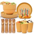 thumbnail image 1 of Juego de vajilla de paja de trigo, cuenco de arroz para el hogar, plato, taza, cuchillo, tenedor, cuchara y palillos portátiles para estudiantes, regalo, 1 of 6