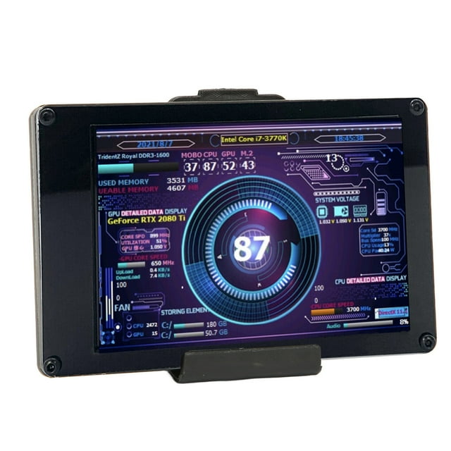 Computer Temp Monitor, Brightness Adjustable DIY Theme 3.5inch IPS PC Sensor Panel Display For