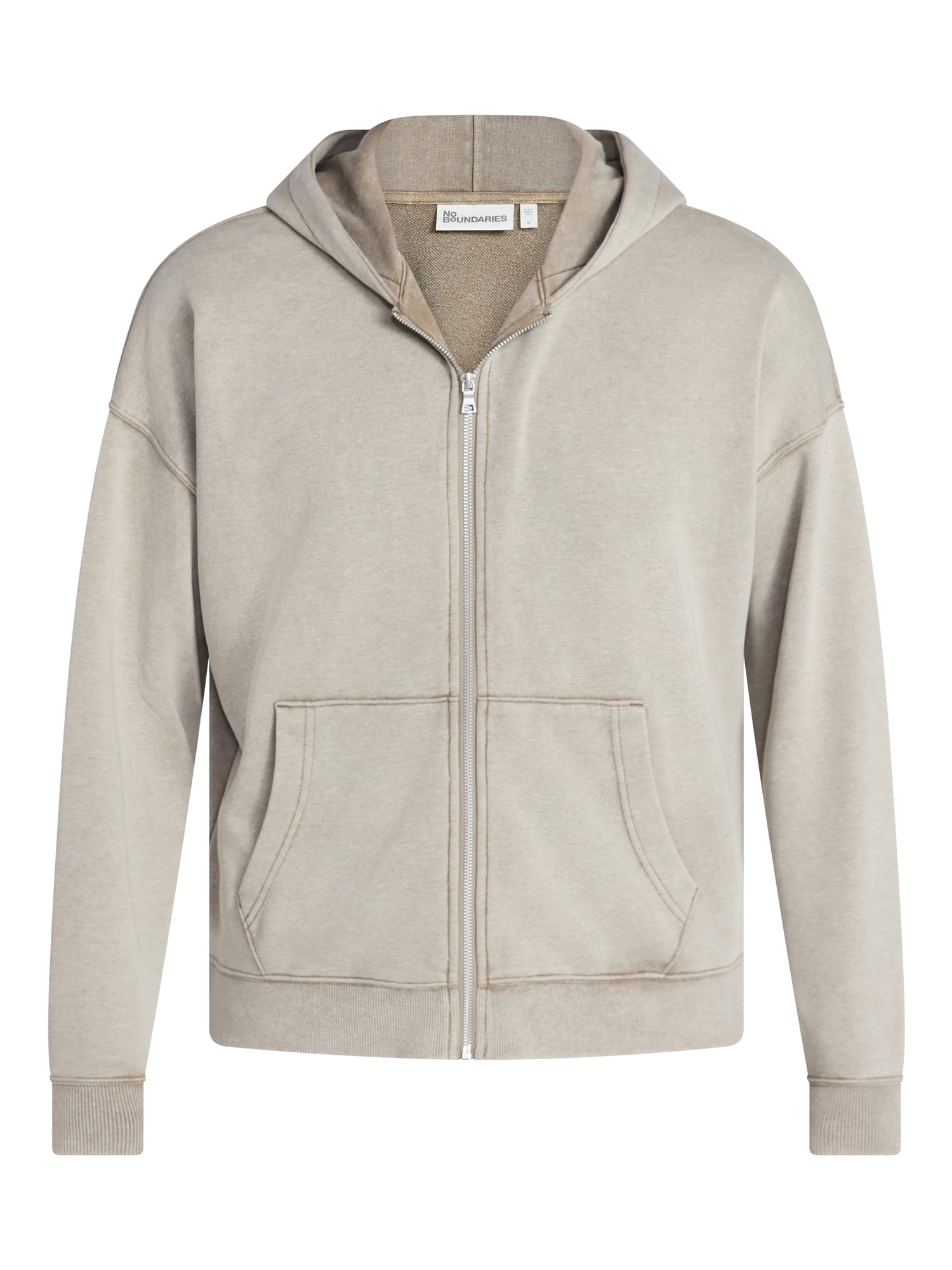 No Boundaries Zip Hoodie with Long Sleeves, Men's XS-4XLT