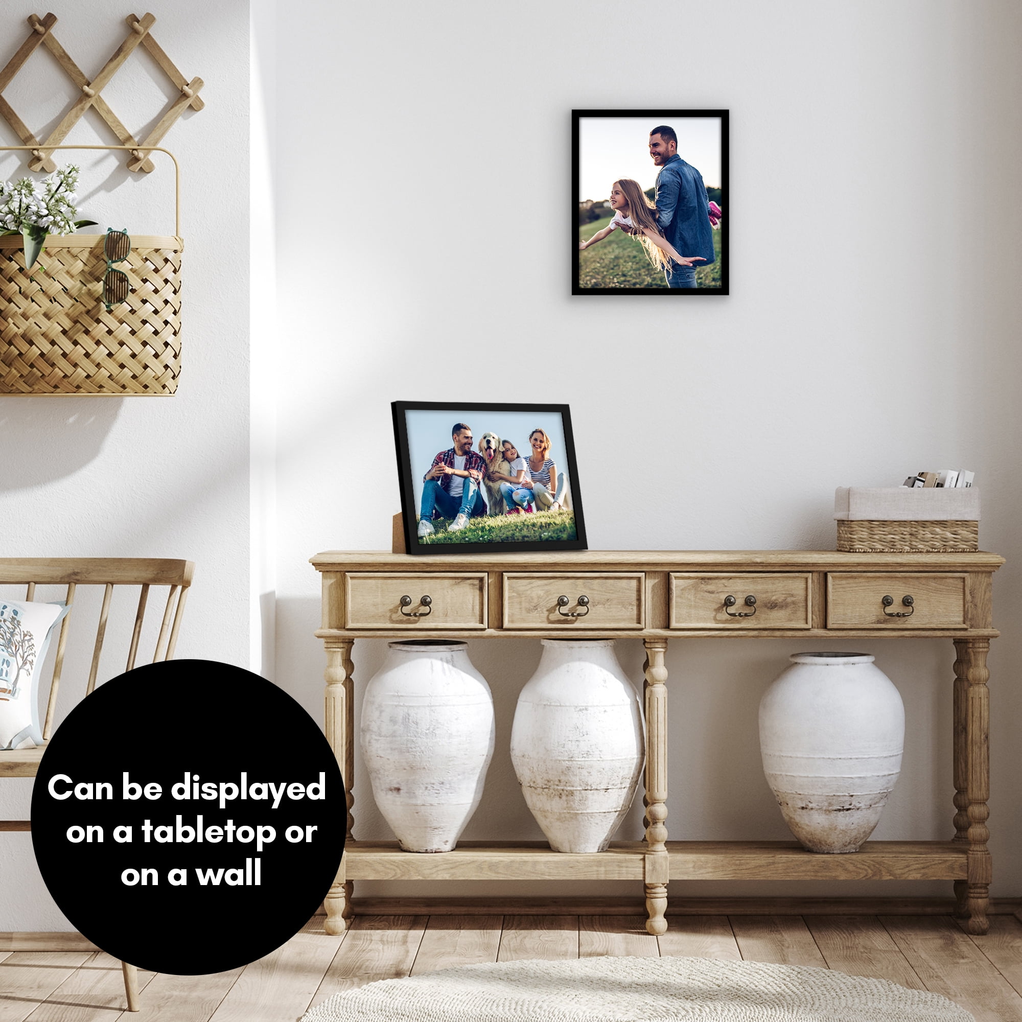 Americanflat 10x12 Picture Frame with Shatter-Resistant Glass Streamline Collection Thin Border Photo - Black
