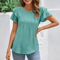 thumbnail image 2 of Blouses de Travail Décontractées à Manches Courtes Col Rond pour Femmes - Design Plissé, Léger, Tenue Toutes Saisons, 2 of 6