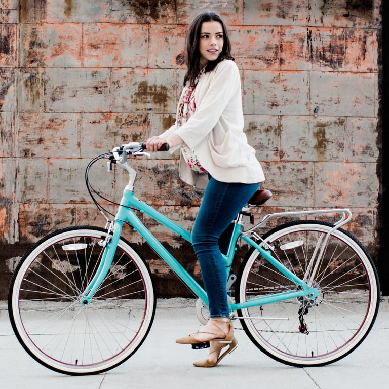 sixthreezero Explore Your Range Women s 7 Speed Hybrid Commuter Bicycle 17 Frame Teal Walmart