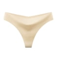thumbnail image 2 of Xijirk Women Panties Thong with Seamless Wide Waist Band V Cut Front Soft Stretchy Close Fit for Daily Night Out Party Wear,Beige,XS, 2 of 3