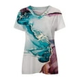 thumbnail image 4 of USSUMA Plus Womens Tops Dressy Casual Womens Summer Casual Tops Trendy Marble Print Shirts V Neck Short Sleeve T-Shirts Dressy Blouse Comfy Soft Tees, 4 of 5
