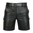 thumbnail image 4 of Bcfgryg Fashionable And Trendy To Pair With Solid Pu Casual Men'S Gothic Short Leather Pants Men's Cargo Shorts With Pockets Black L, 4 of 5