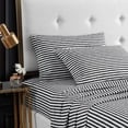 Sketchy Stripe 4Piece Black and White Cotton King Sheet Set