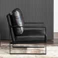 thumbnail image 3 of Dtwnek Mid Century Modern Accent Chair with Metal Frame, PU Leather Upholstery Armchair for Living Room, Bedroom, Home, Office, Black, 3 of 6
