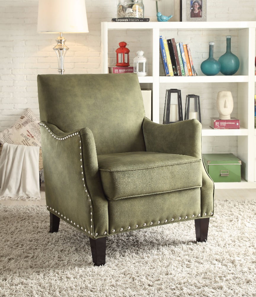 Accent Chair In An Elegant Texture, Olive Green Walmart