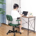 thumbnail image 3 of JJS Low Back Velvet Fabric Home Office Computer Chair with Armrest in Green, 3 of 8