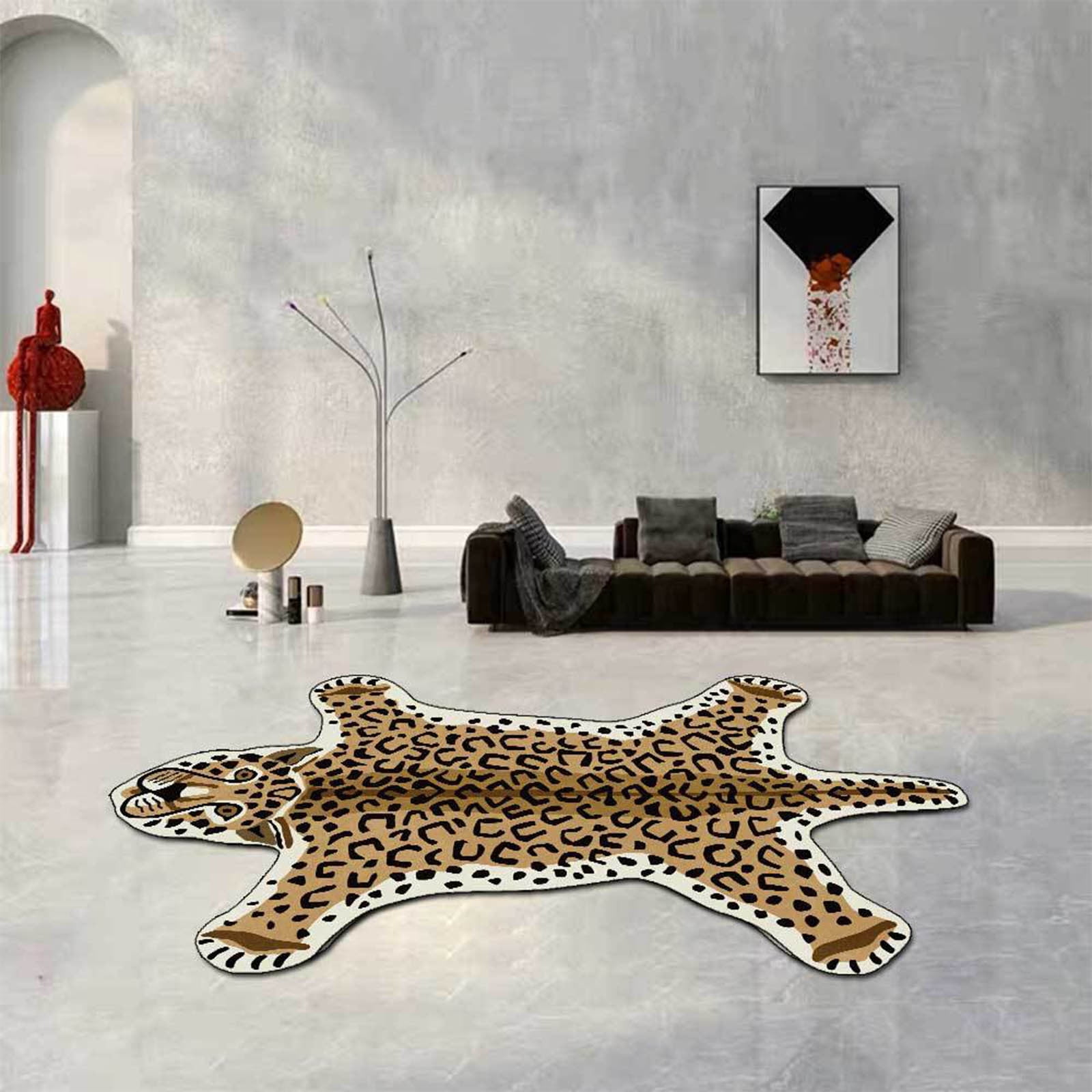 Camnix Tiger Shaped Rug Bath Mat Tiger Bathroom Rug Non-Slip Door Mat Animals Printed Area Rug Carpet Small Home Decor Mat Playmat Bathroom Shower Rugs, 35.4x23.6inch