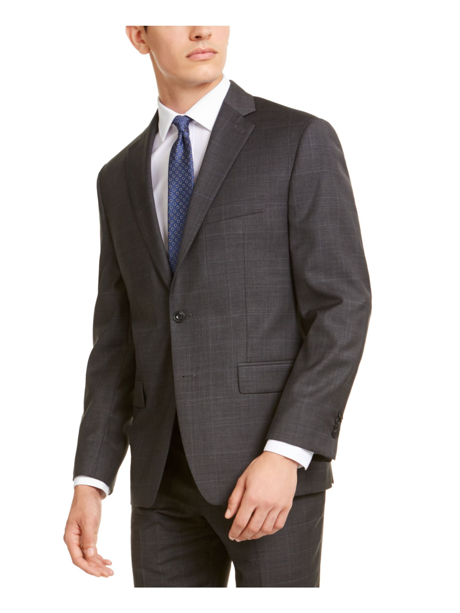 MICHAEL KORS Mens Gray Stretch Windowpane Plaid Classic Fit Stretch Suit  Separate Blazer Jacket 42 SHORT - Walmart.com