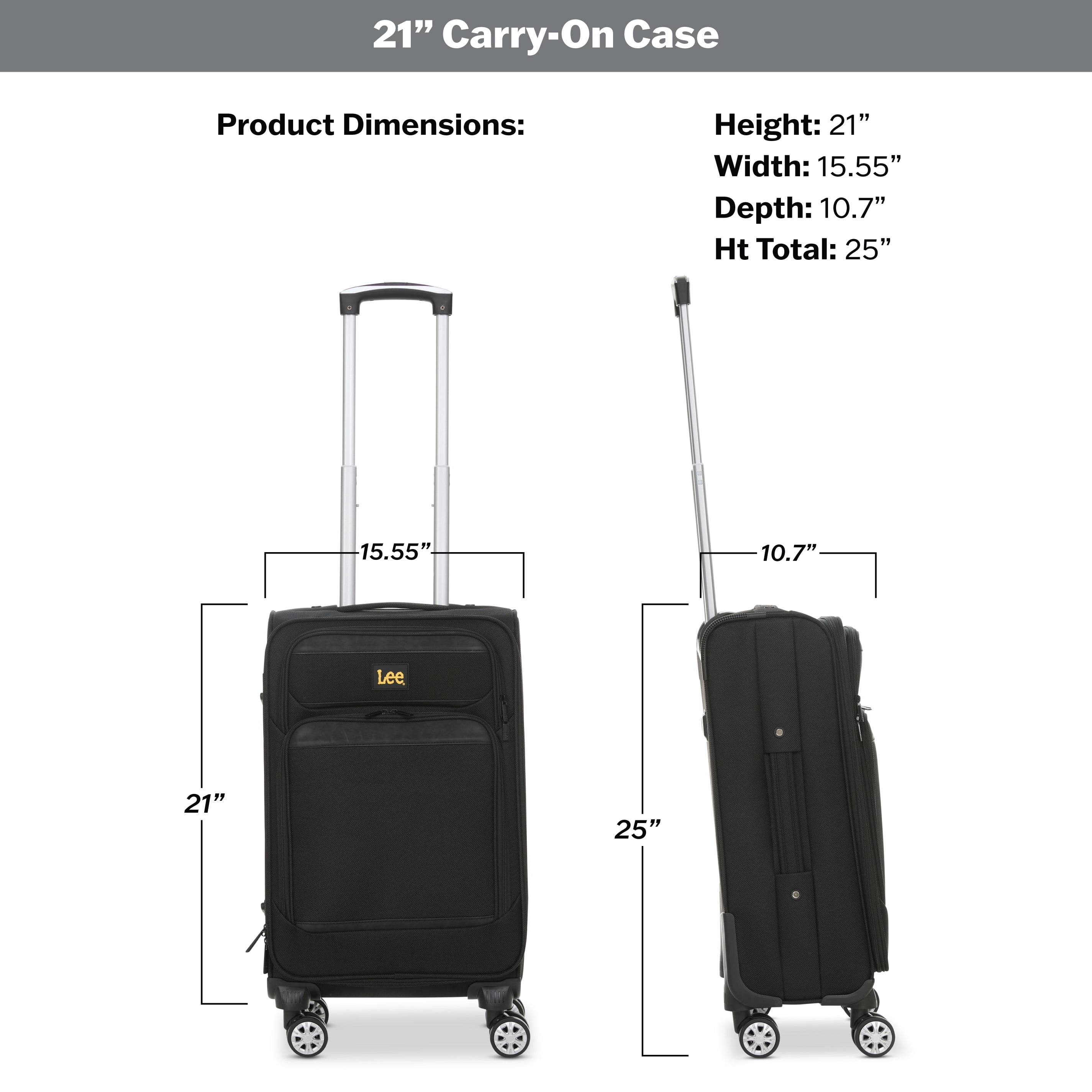 Lee 21/28 in Unisex 2-Piece Luggage Set, Black