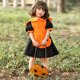 thumbnail image 2 of Disfraz de Halloween Fiesta Temática de Cosplay de Calabaza para Niños Traje de Mucama Estampado de Murciélago Naranja Niños-S JAMW Sencillez, 2 of 5