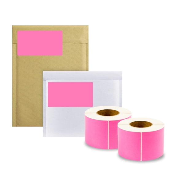 Thermal Transfer Printer Labels Hot Pink Matte Finish Perforated 4000 count 4 x 6 in
