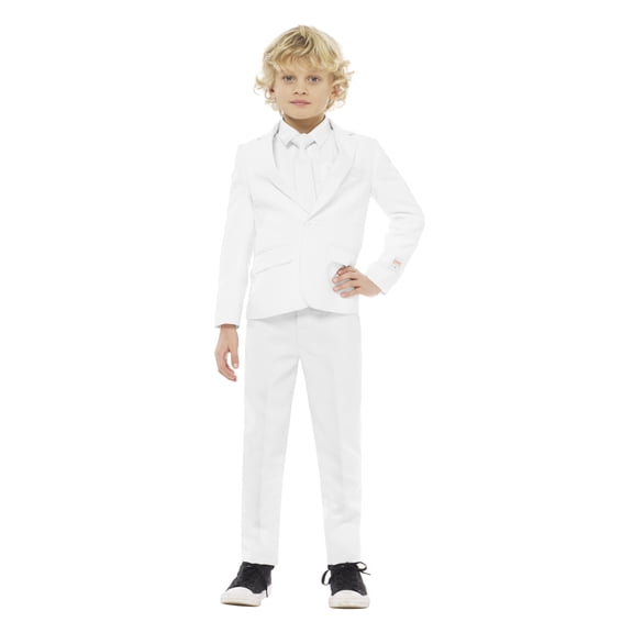OppoSuits Boys White Knight Solid Color Suit