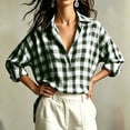 thumbnail image 4 of Warop Plaid Shirt for Women Fall Long Sleeve Blouses Button Down Lapel Tops Business Dressy Casual Work Outfits Clothes, 4 of 9