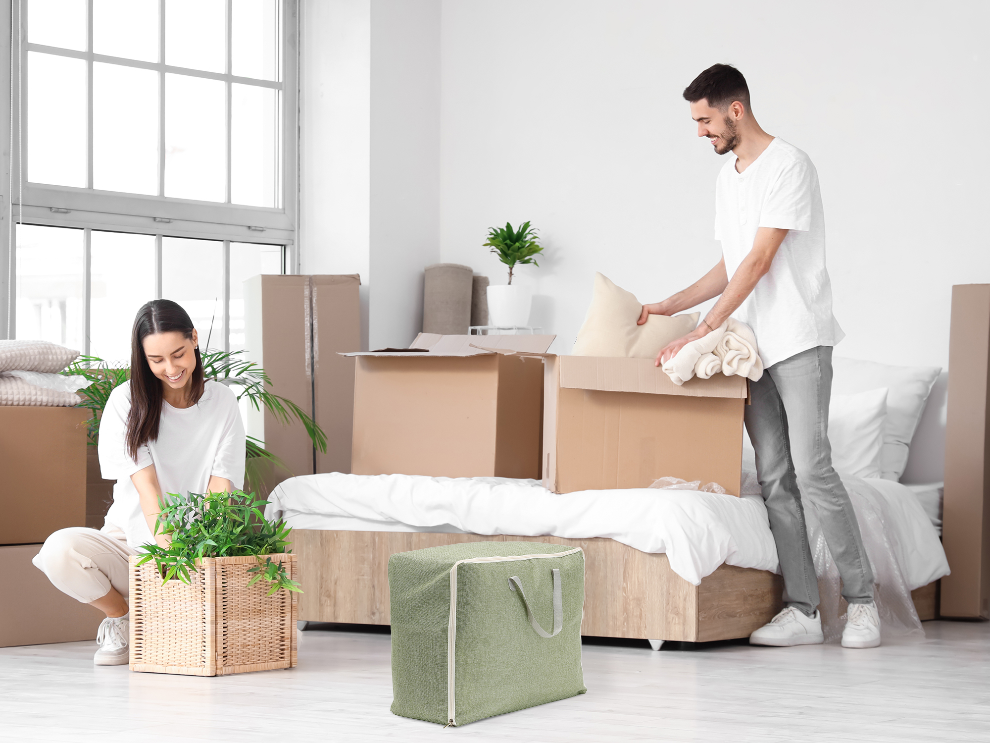 Unique Bargains 1 Pack Clothes Storage Bags Moving Bags Green 23*11*18in