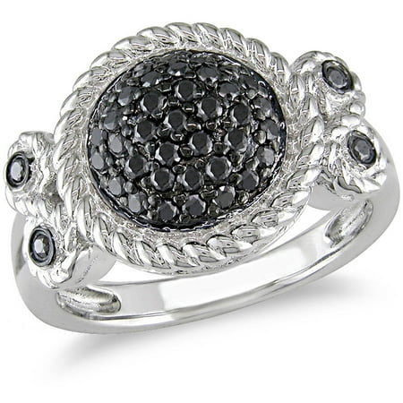 1/2 Carat T.W. Black Diamond Sterling Silver Cocktail Ring