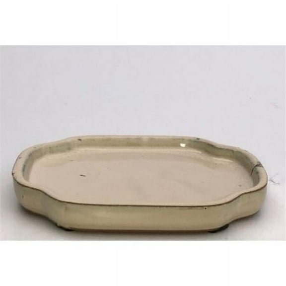 Bonsai Boy T1019 7.75 x 5.75 x 0.75 in. OD 7 x 5.5 x 0.25 in. ID Oval Ceramic Humidity & Drip Tray, Beige