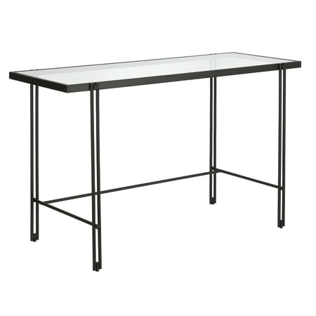 UPC: 0810325038202 | Evelyn&Zoe Contemporary 48 in. Blackened Bronze Metal Desk with Glass Top