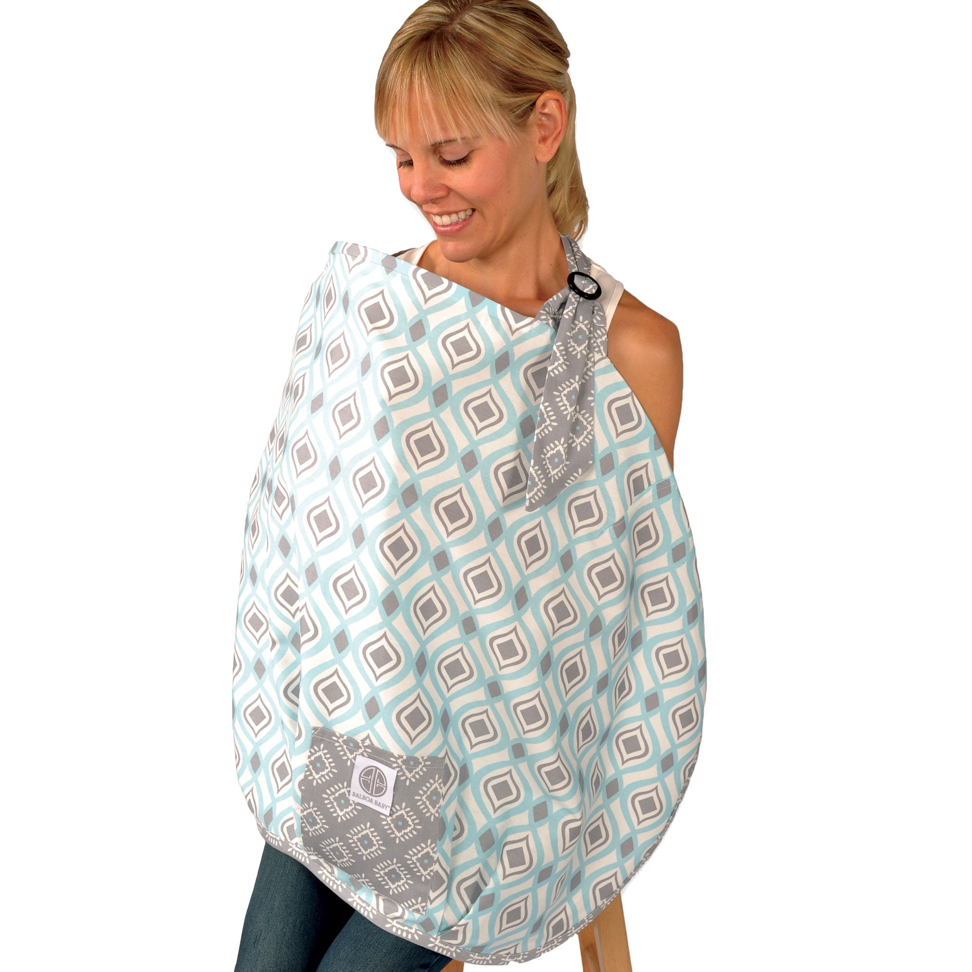 Balboa Baby Nursing Cover 100 Cotton Boheme Aqua Blue And Grey Contoured Design Dr Sears Recommended Walmart Com Walmart Com