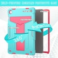 thumbnail image 2 of zukof Case for Samsung Galaxy Tab A9+/A9 Plus 11 Inch 2023 (SM-X210/X216/X218) Tablet, Heavy Duty Hybrid Rugged Shockproof Protective Kickstand Cover Case with Glass Screen Protectors (Teal/Pink), 2 of 5