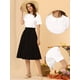 thumbnail image 2 of Blusa con cuello Peter Pan para Mujer Allegra K Floral Jacquard Puff Manga corta Blanco M, 2 of 6