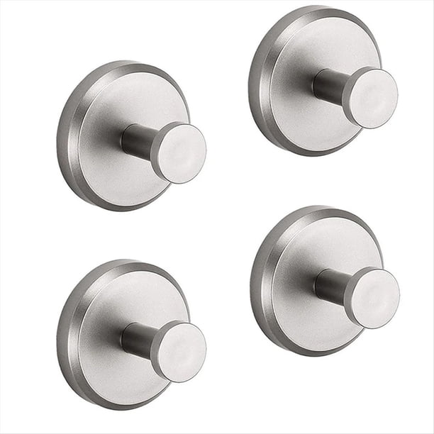 4 Piezas Sin Taladro para Ducha Puerta de Vidrio para Baño Pared 304 Gancho para Ropa Gancho Toalla de Baño Ropa, Plata