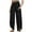 Black, variant on Casual Pants for Womens Cotton and Linen Plus Size Solid Color Elastic Waist Irregular Pants With Pockets At The Bottom Of The Pants