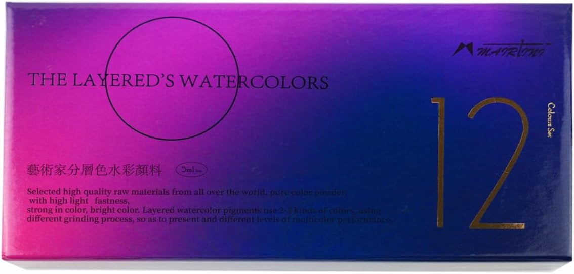 12-Color 5ml  Granulating Watercolor Paint Set | Mairtini Artist-Grade Layered Watercolors for Landscape & Textured Art