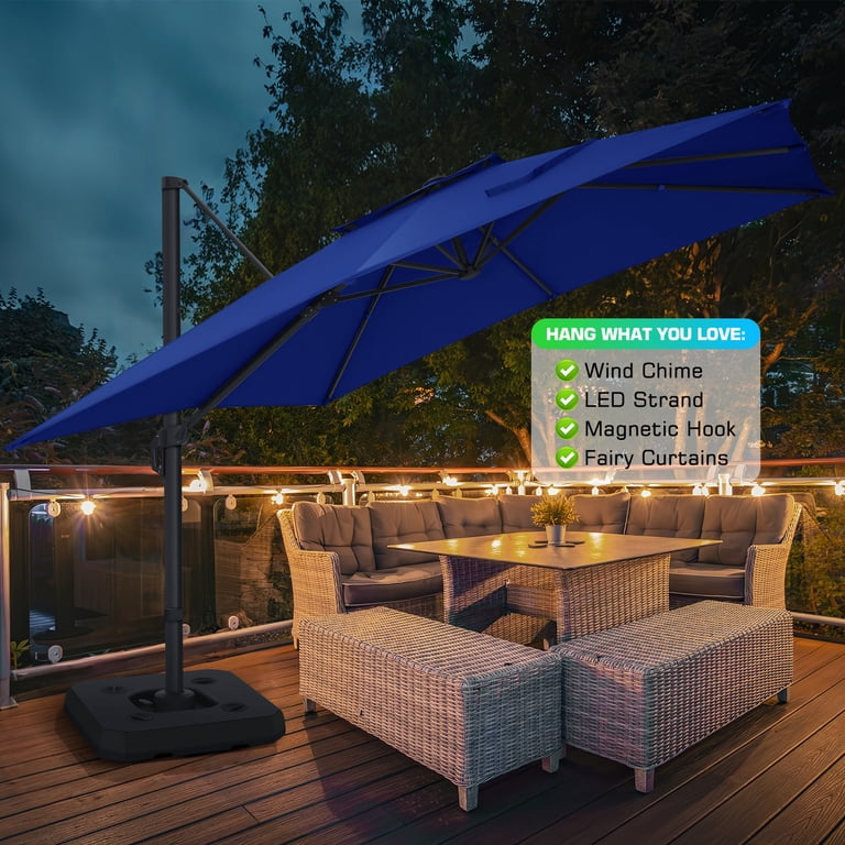 large square offset patio umbrellas ZLACUIU 10x13FT Cantilever Outdoor Umbrellas, Double Top Rectangle Umbrella, Heavy Duty 360° Rotation Outdoor Sun Shade Umbrella for Garden Deck Pool Backyard Patio, Beige : Patio, Lawn dyed fabric PURPLE LEAF 11 ft. Square