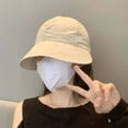 thumbnail image 4 of Women Summer Hat Wide Brim Solid Color Drawstring Face Protection Breathable Sunshade Block Sunlight Outdoor Travel Summer Sun Hat Headwear, 4 of 7