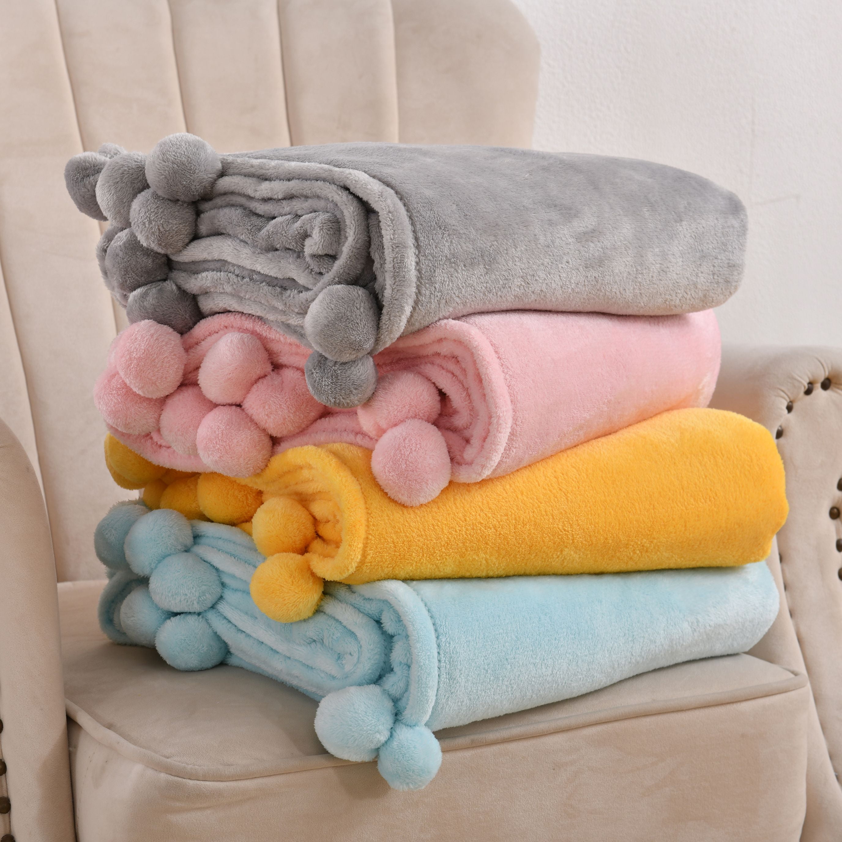 Mainstays Ms Pom Throw Coral Whisper, 50"x70"
