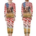 thumbnail image 3 of DISNIMO Horse American Flag Pajamas for Kids Girls 11-12 Kids 2 Piece Pjs Long Sleeve and Pants Pj Sets Elastic Waist Long Top Girls Cute Sleep Wear Soft Pj Sets, 3 of 7