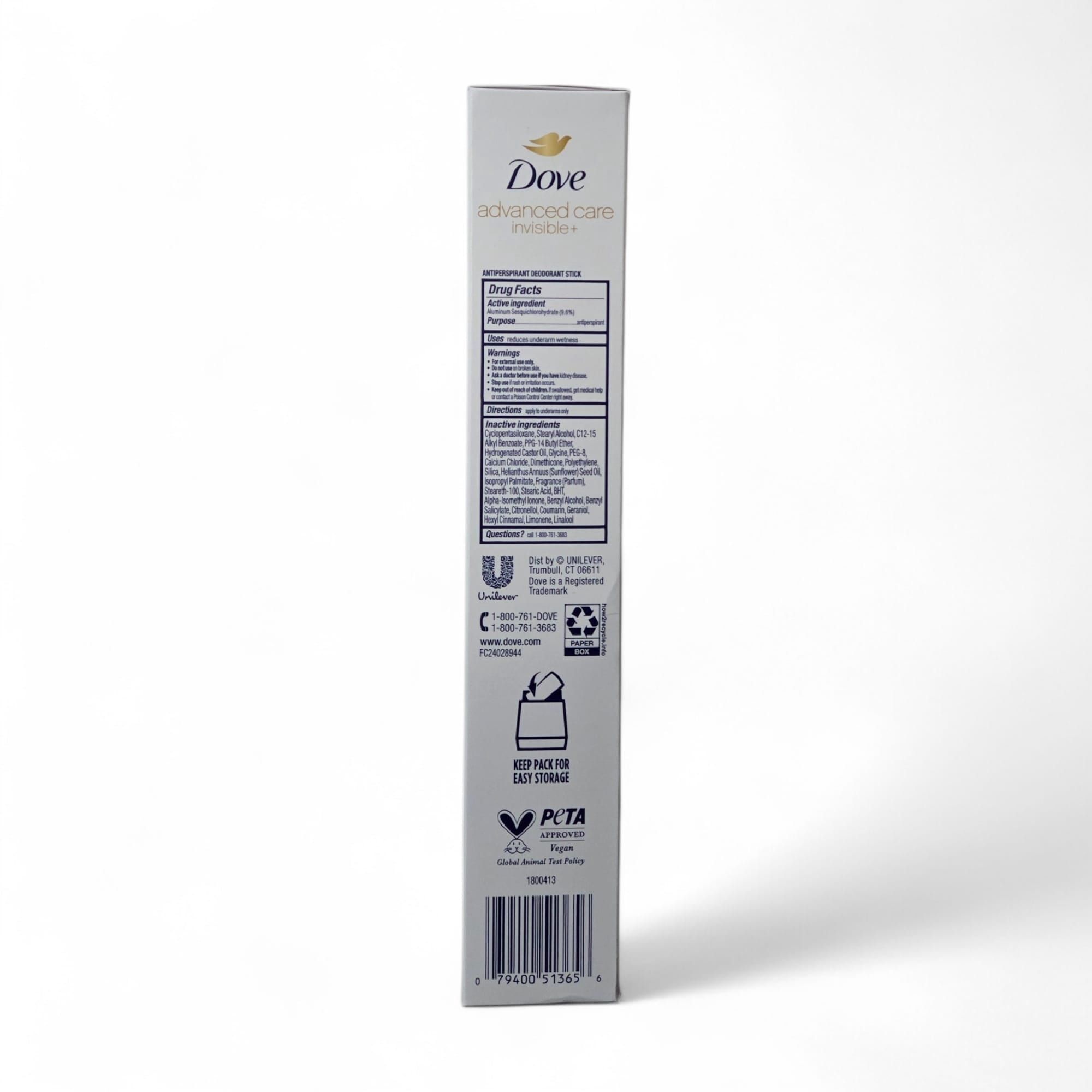 Dove Advanced Care Invisible+ Antiperspirant Deodorant Stick, 72-Hour Odor Protection, Cucumber & Aloe Scent, 2.6 oz