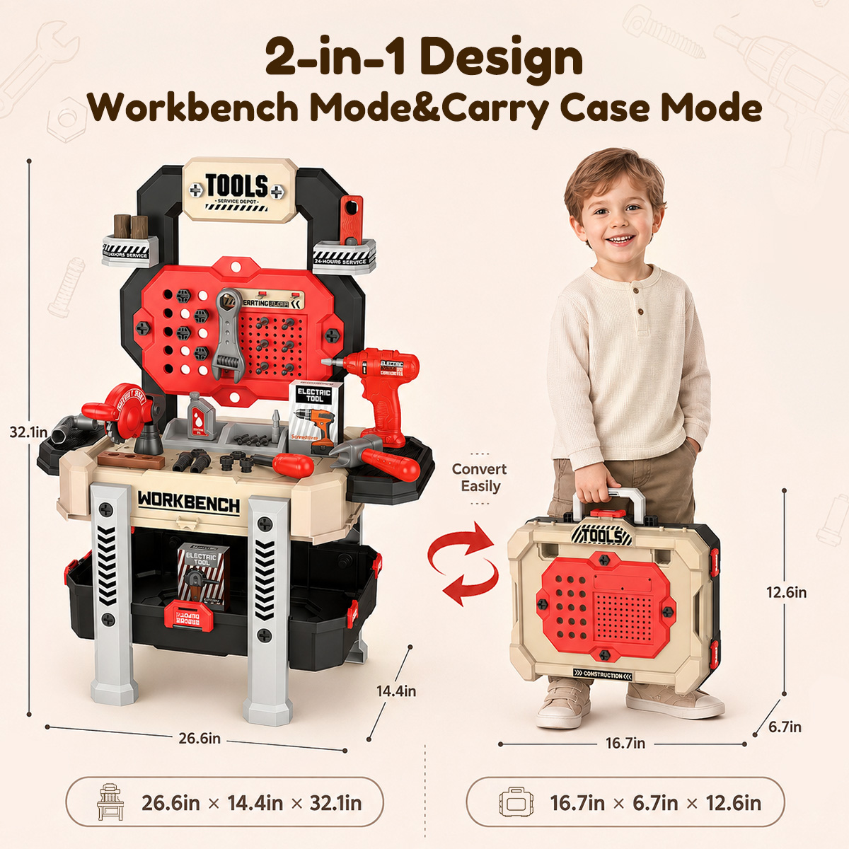 ALLJOY Kids Work Bench with 78 Piece Tool Set photo 7