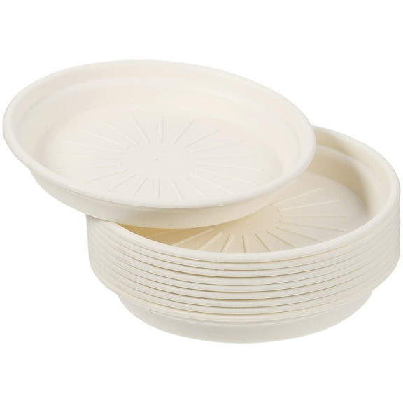 Plant Pot Saucer Flower Tray Small Saucers Planter Plants Trays Water Plate Round White Plastic 10 Pcs