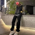 thumbnail image 4 of Pantalones de chándal Minus Two Cargo Y2K para hombre 2023, vaqueros Y2K, pantalones cargo holgados de hip-hop, vaqueros Harajuku negros con estampado holgado y recto., 4 of 5