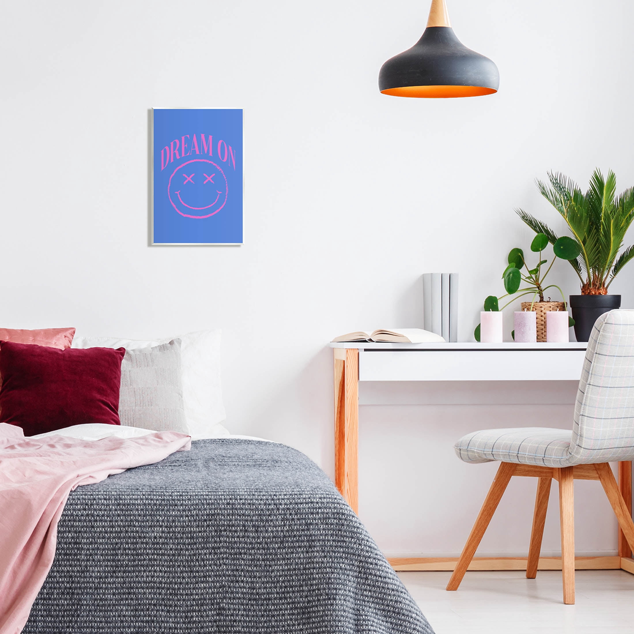 Dream On Smiley Face Phrase Typography Graphic Art Unframed Art Print Wall Art