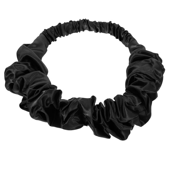 FENGGUIQU Black Satin Spa Headband for Face Washing Makeup and Workout with Elastic Comfortable Fit