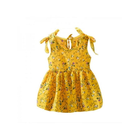 

Baby Kids Girls Floral Princess Beach Dress Sleeveless Button Up Swing A-Line Dress Outfit