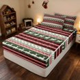 thumbnail image 3 of Manfei Fair Isle Zipper Full Size Comforter Sets with Fitted Sheet and 2 Pillowcases Christmas Zipper Bedding Set, Navy Gold, Xmas Reversible, 3 of 7