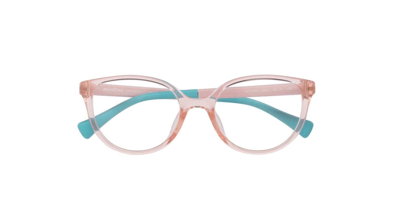 Miraflex Youth Size 48 0MF4034 Lifestyle Eyeglasses with Case, Translucent Coral