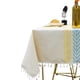 thumbnail image 4 of Mantel rectangular de una pieza (ramas de sauce, hojas pequeñas, amarillo, azul y verde, encaje con borlas, 140 x 200 cm), mantel para interior y exterior, 4 of 4