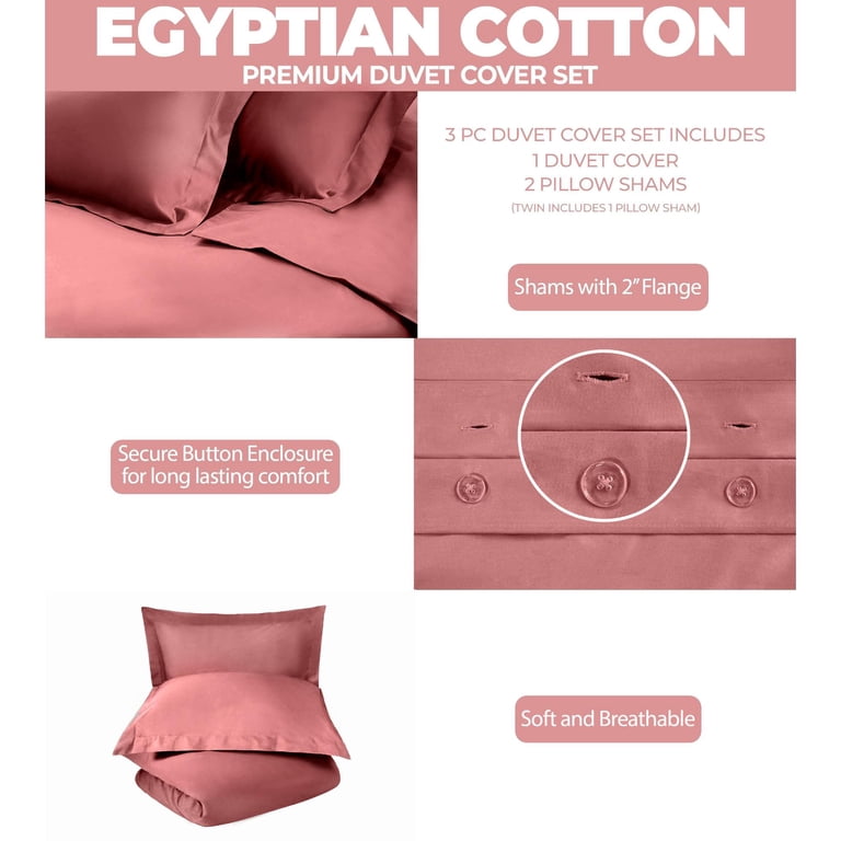 Superior Egyptian Cotton 400 Thread Count Duvet Set, Full/Queen, Blush photo 3