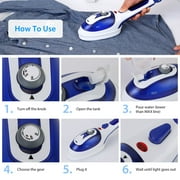 800W Handheld Electric Steam, imounTEK100ML Tank Blue White Anti-Scalding Anti Dripping Portable Iron Garment Steamer Fabric Clothes Laundry Steam Brush with 3 Adjustable Steam