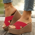 thumbnail image 2 of Mostsola Platform Slippers for Women Slip on Sandals Cross Strap Wedges Heels Casual Summer Heels, 2 of 9